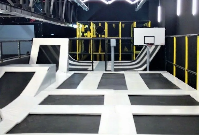 Trampoline park with jumping beds and padded frames built by Multiplay